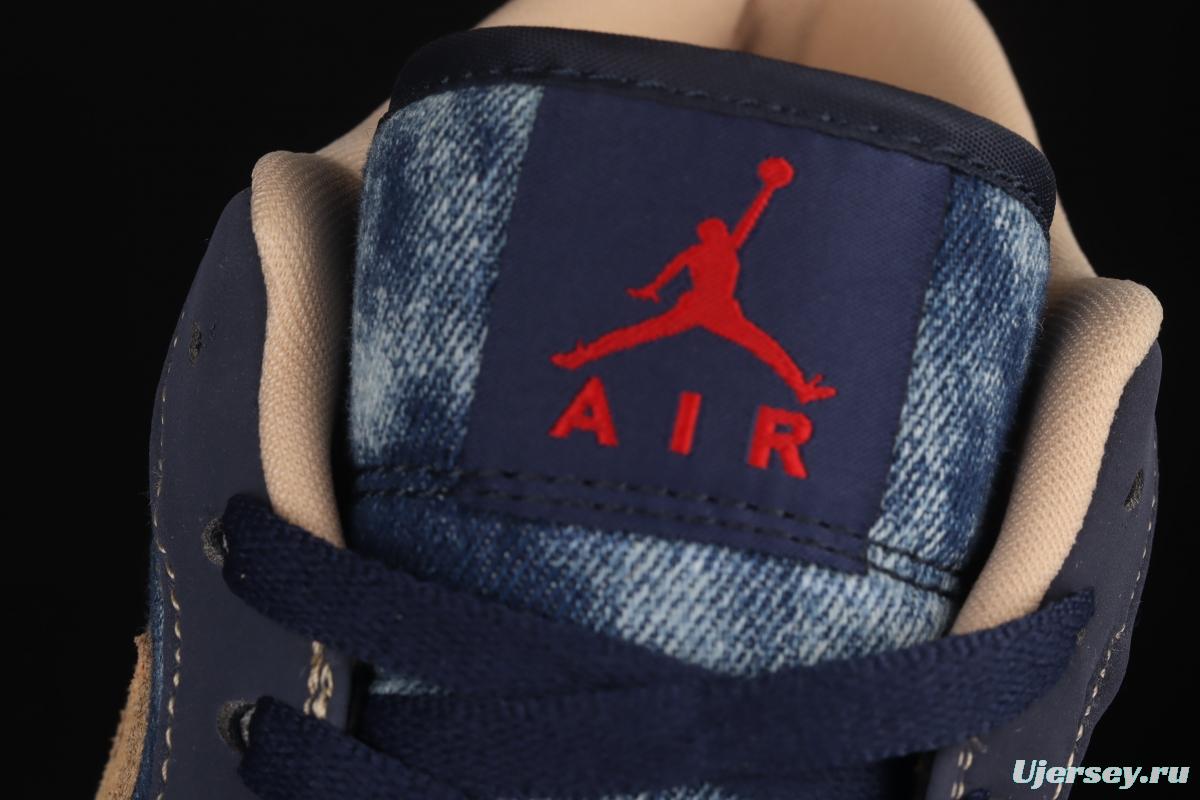 Air Jordan 1 Low dark blue denim low top basketball shoes DH1259-400