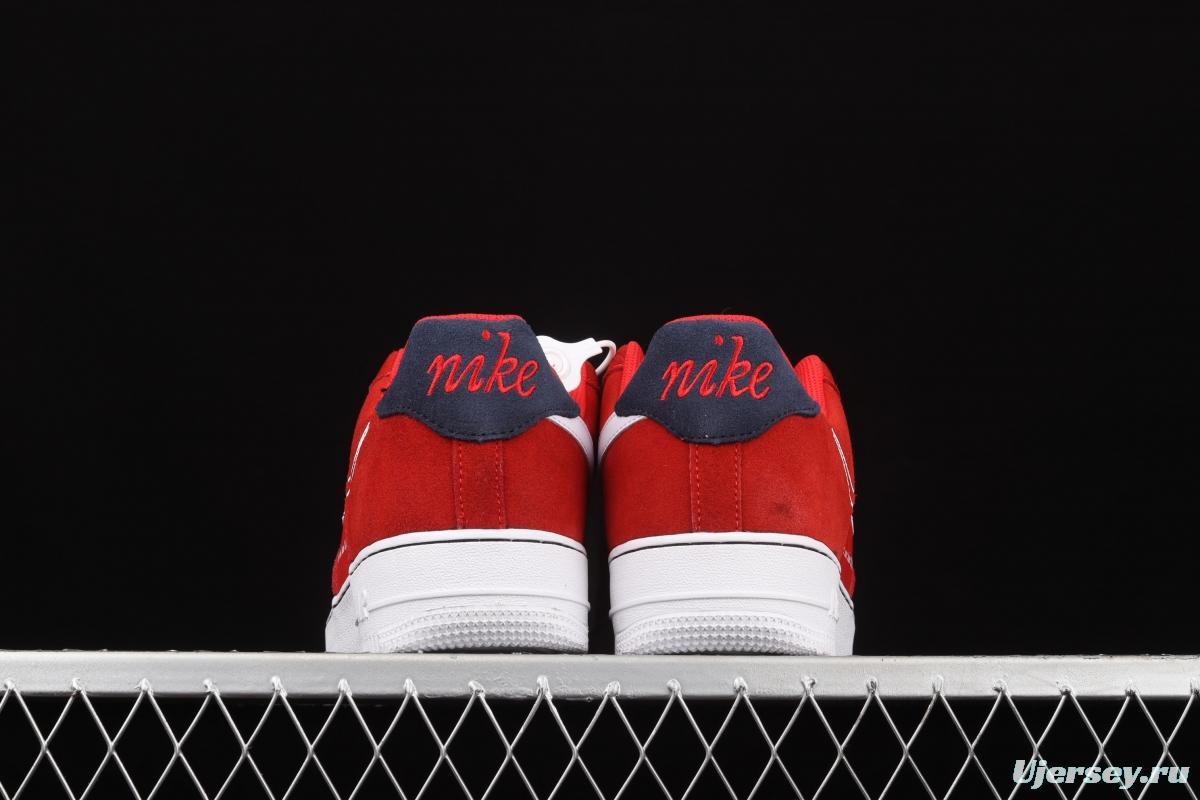 NIKE Air Force 11407 Low China Red embroidery Hook low-top casual board shoes DB3597-600