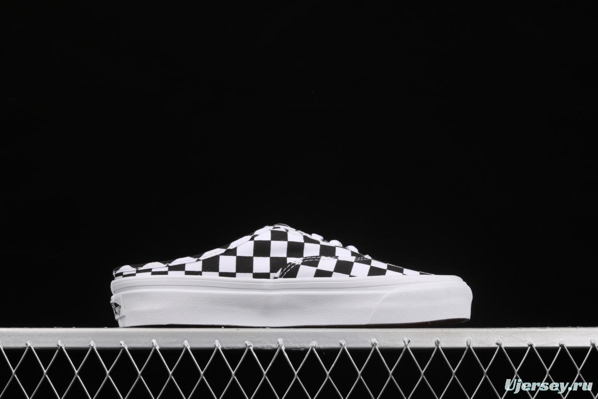 Vans Authentic 2021 summer new Anaheim black and white chessboard VN0A54F75GU lace for lazy half-dragged canvas board shoes