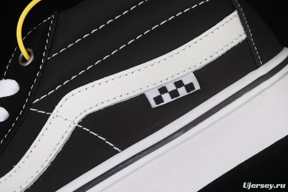 Vans Kate SK8-Mid black and white suede legendary skater superstar Jeff Grosso commemorates professional skateboard shoes VN0A5FCG625