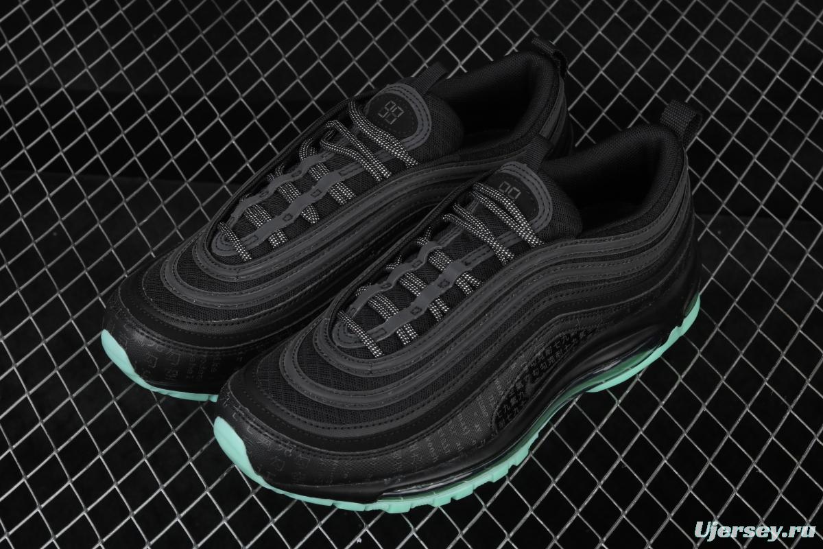 NIKE Air Max 97 GLOW black and green luminous bullet air cushion running shoes 921826-017