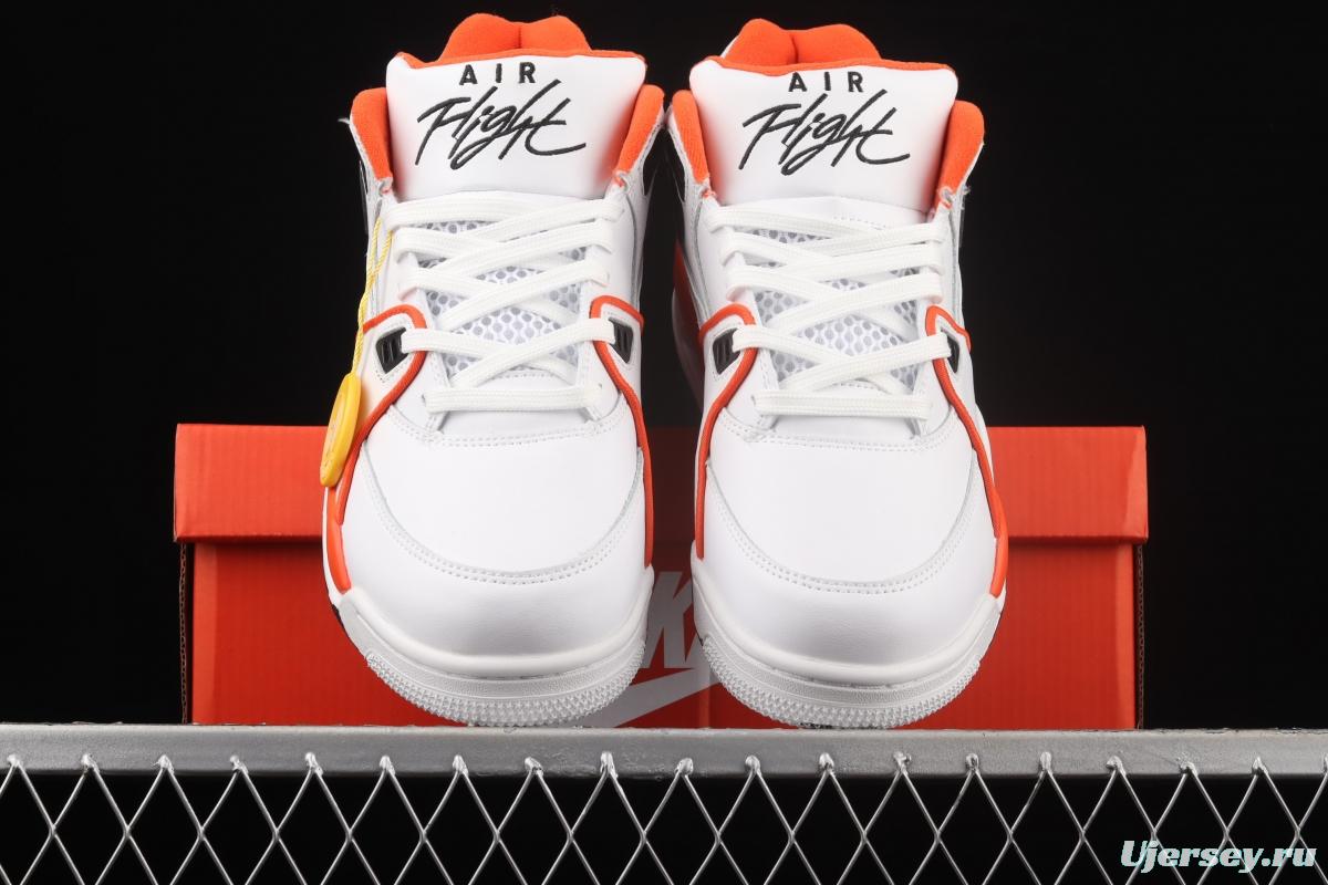 NIKE Air Flight 89 white orange color cushion basketball shoes CZ6097-100