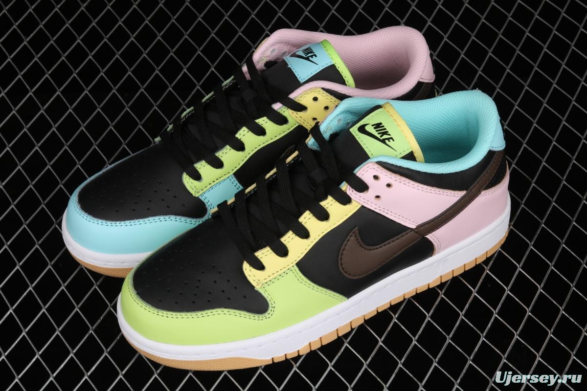 NIKE DUNK Low Free 99 SB buckle backboard black, blue and yellow color spliced mandarin duck DH0952-001