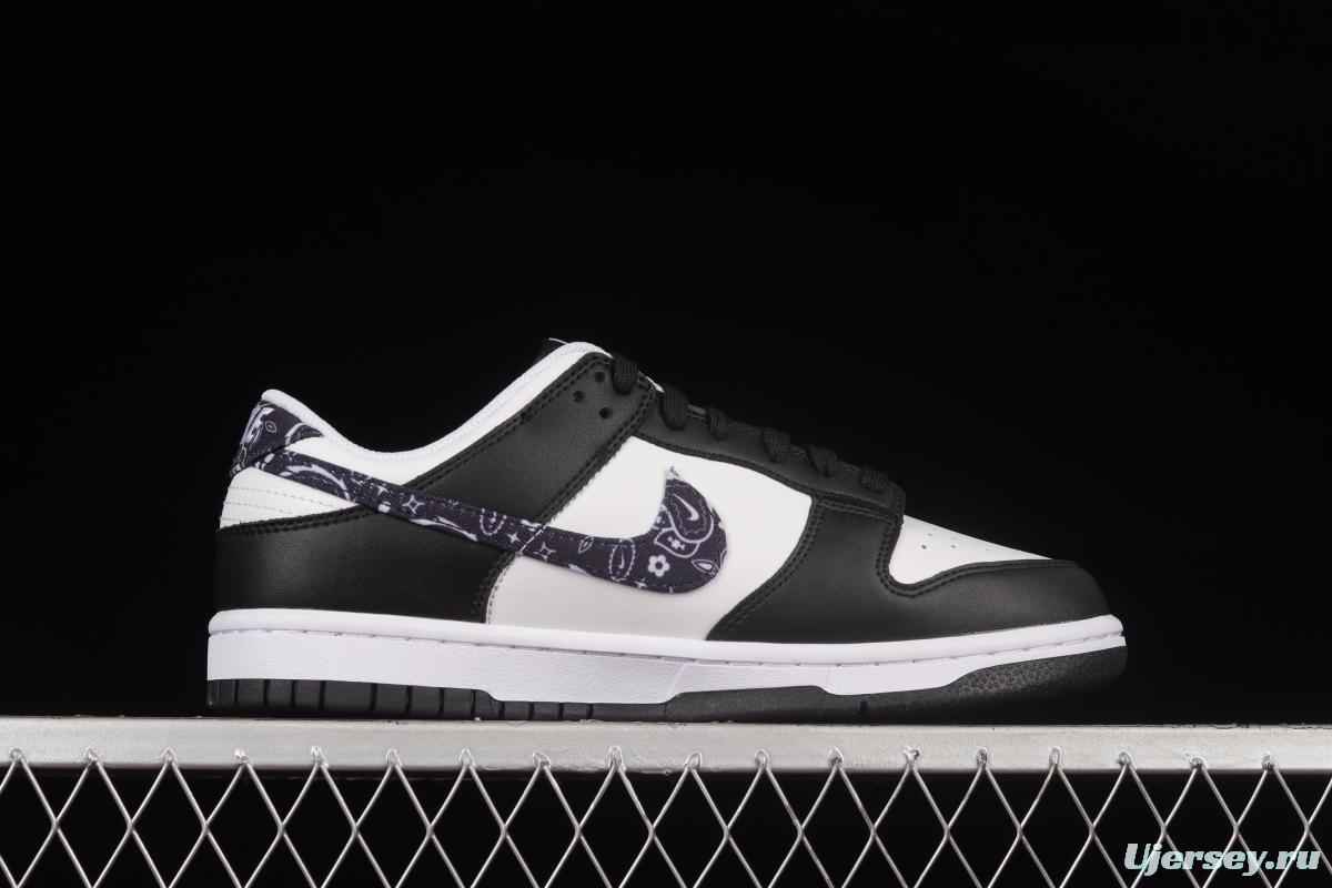 NIKE SB DUNK Low Black Paisley Black and White Panda Cashew Flower SB Buckle Shredded Backboard Fashion Casual Sneakers DH4401-100