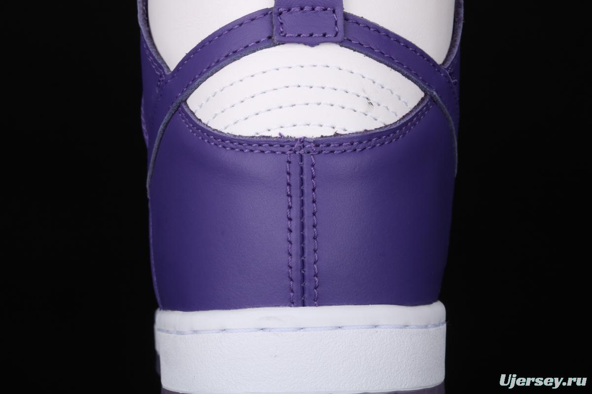 NIKE SB DUNK High Varsity Purple dunk series white and purple color retro high top leisure sports skateboard shoes DC5382-100