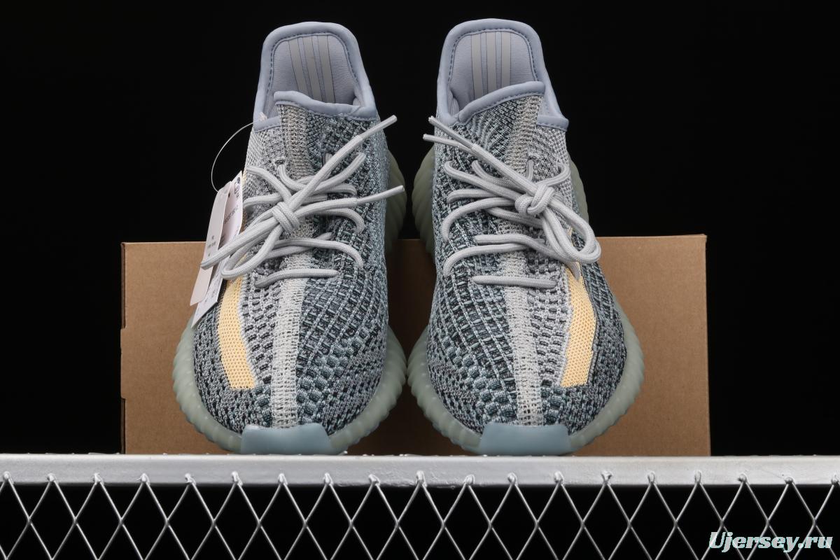 Adidas Yeezy 350 Boost V2 Ash Blue GY7657 Darth Coconut 350 second generation hollowed-out water-washed tannins color matching