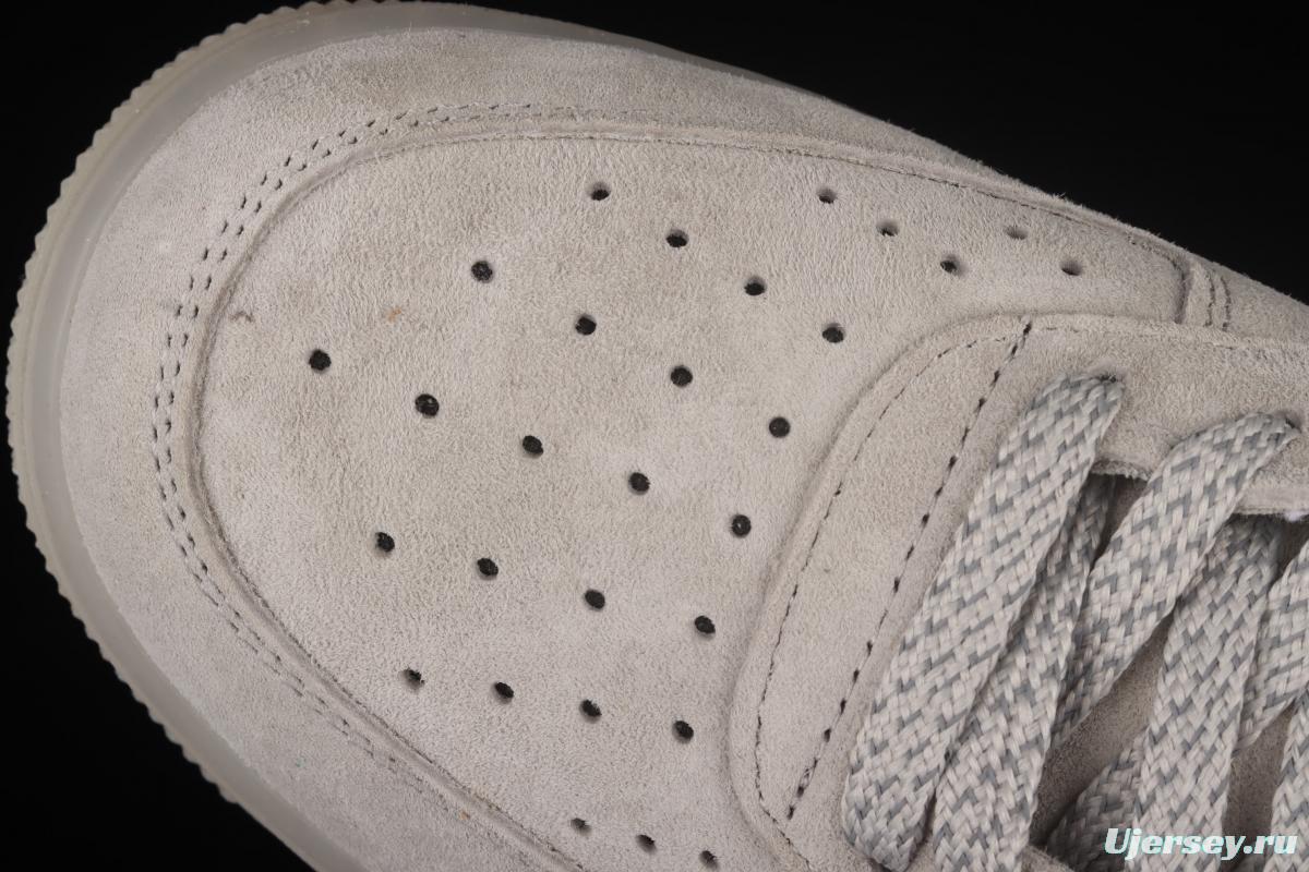 Reigning Champ x NIKE Air Force 1' 07 Mid defending champion suede gray 3M reflective sports leisure board shoes GB1119-198