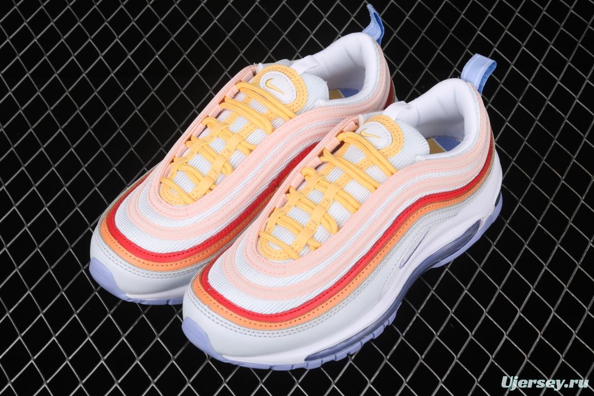 NIKE Air Max 97 overseas limited color matching purple-orange-red reflective bullet air cushion running shoes CW5588-001