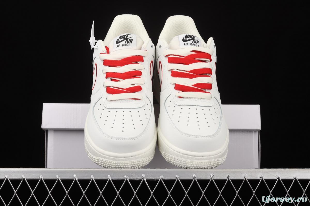 NIKE Air Force 1x07 Low rice white red electric embroidery hook low-top casual board shoes CL6326-108