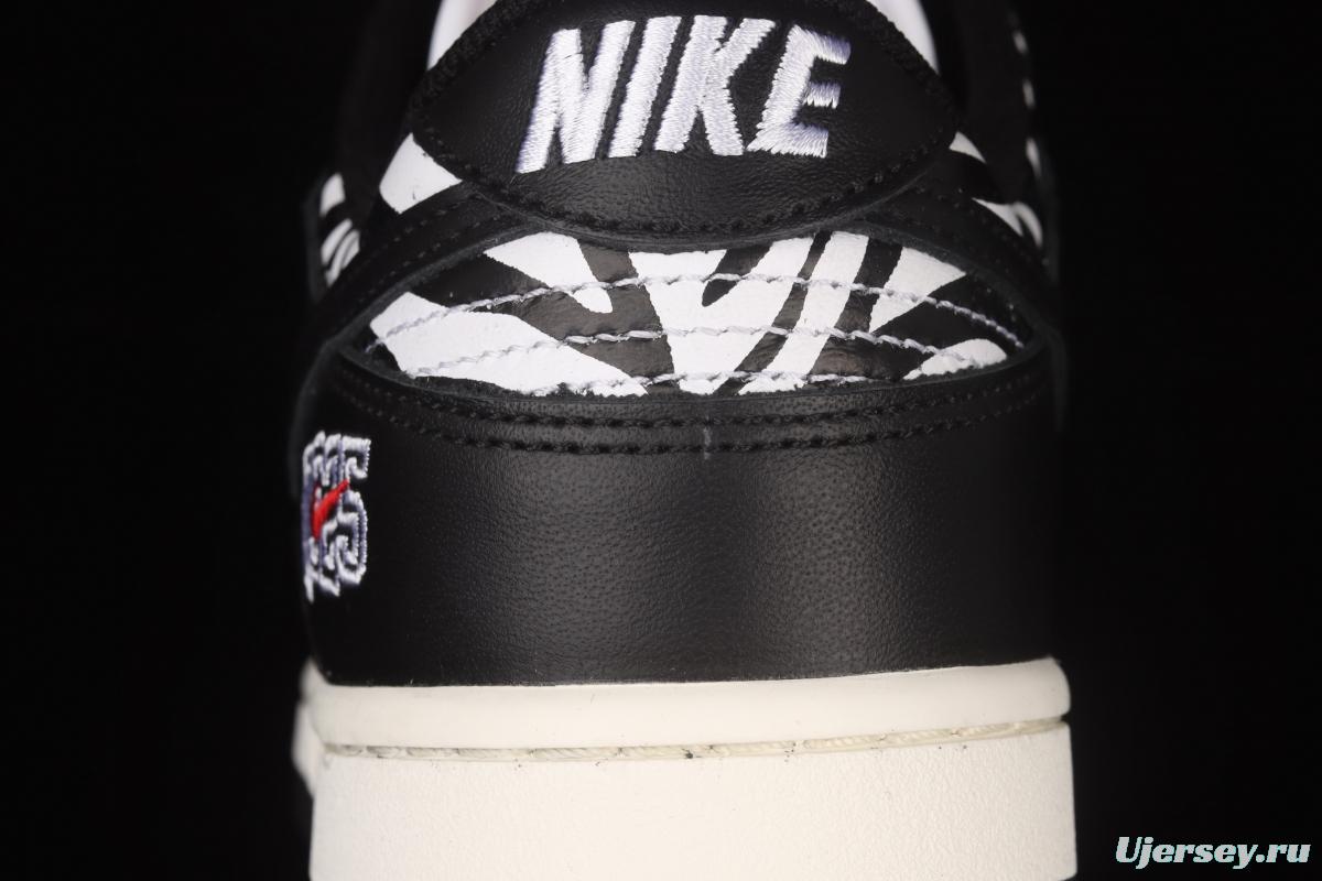 Quartersnacks x NIKE SB DUNK Zebra black and white zebra stripes joint style low-side sports and leisure board shoes DM3510-001