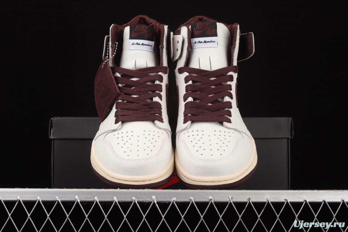 A Ma Maniere x Air Jordan 1 High OG co-branded snakeskin high top basketball shoes DO7097-100