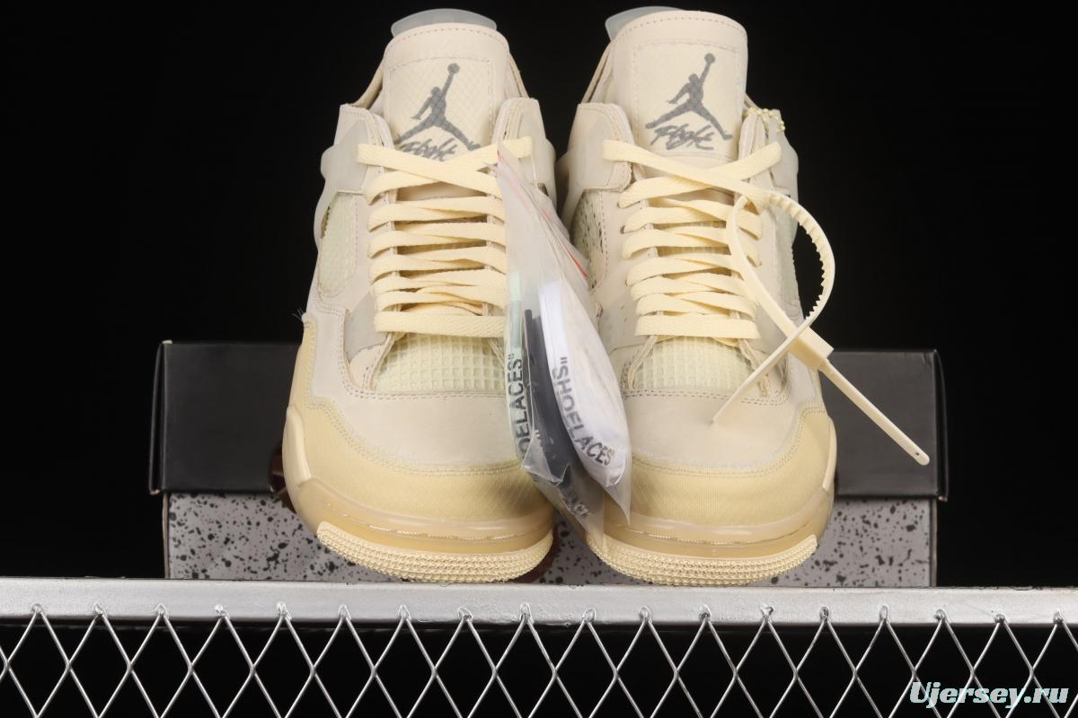 OFF-White x Air Jordan 4 Retro Cream/Sail retro leisure sports culture basketball shoes CV9388-100