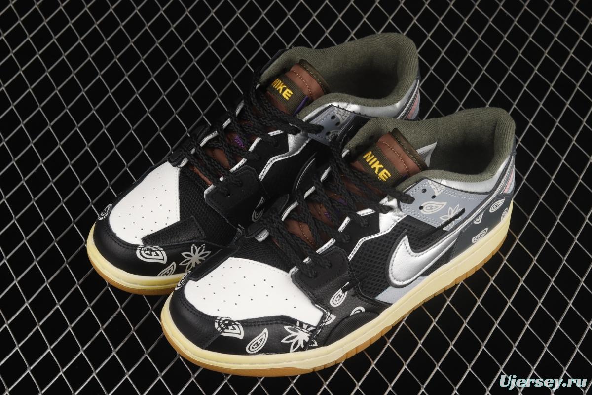 NIKE DUNK Scrap stitching and stitching low upper skateboard shoes black gray silver DB0500-200