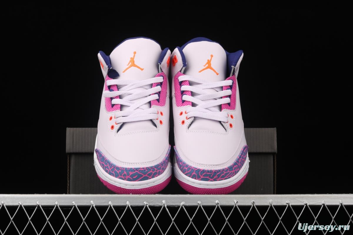 Air Jordan Brand Air Jordan 3 GS AJ3 Joe 3 burst pink and purple front layer basketball shoes 441140-500