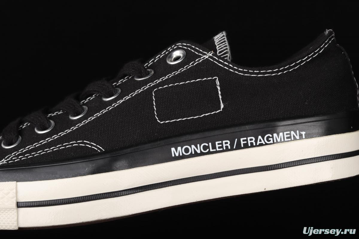 Fragment x Moncler x Converse 1970 S Fujiwara Hiroshi Fujiwara Lightning co-signed Chen Weiting the same black-and-white graffiti classic low-top canvas shoes 172320C