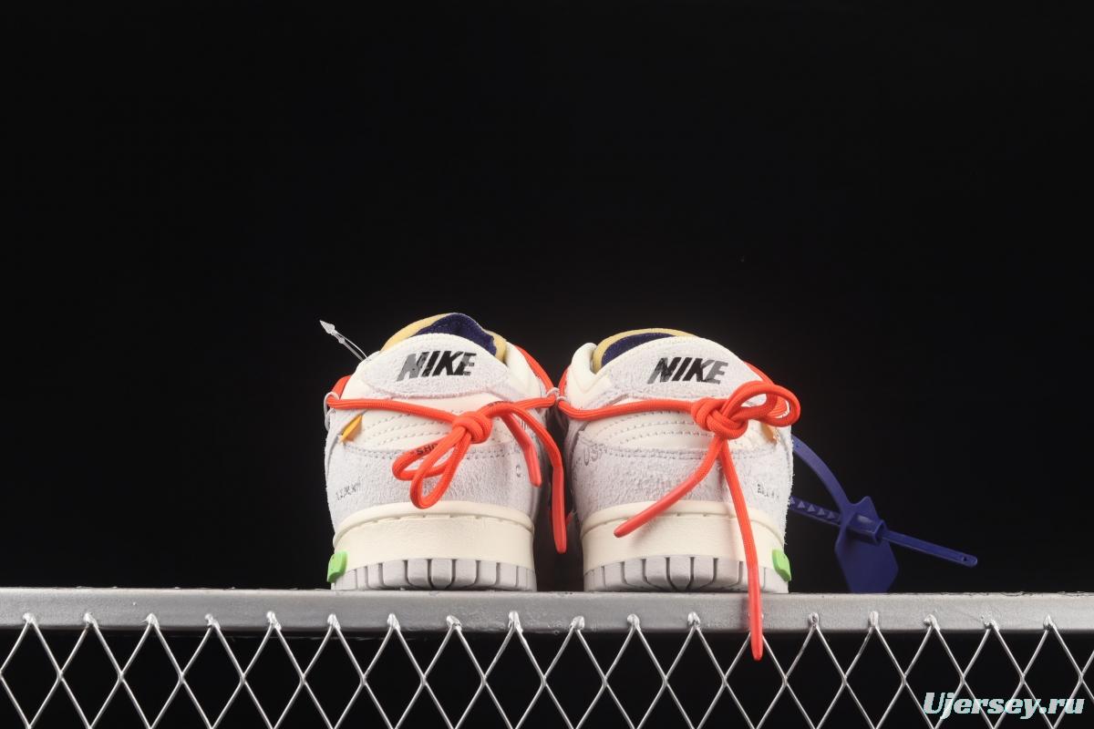 OFF-White x NIKE DUNK Low OW suede SB buckle rebound fashion casual board shoes DJ0950-110,