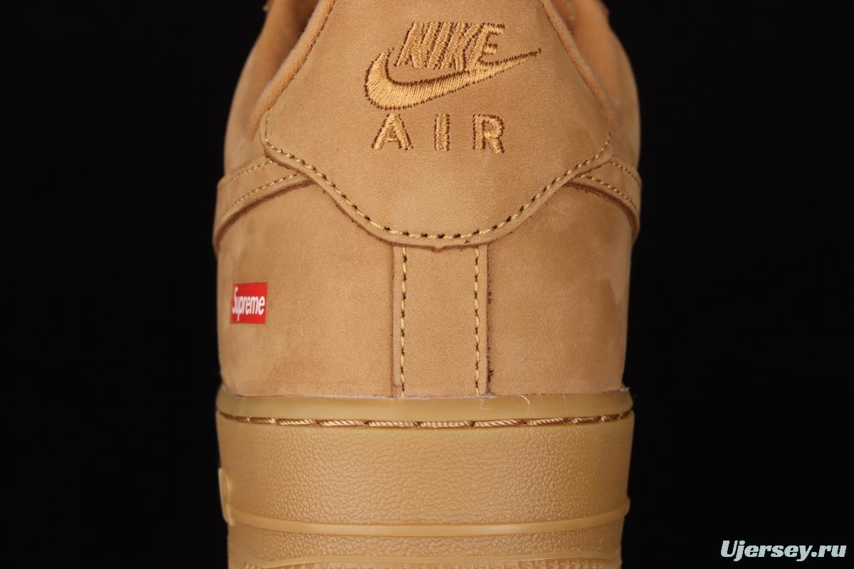 Supreme x NIKE Air Force 1 Low AF1 co-branded wheat suede low-top casual board shoes DN1555-200