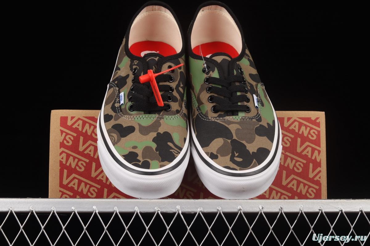 Vans Authentic ape-man co-named green camouflage low-top casual board shoes VN0A38EN7BC