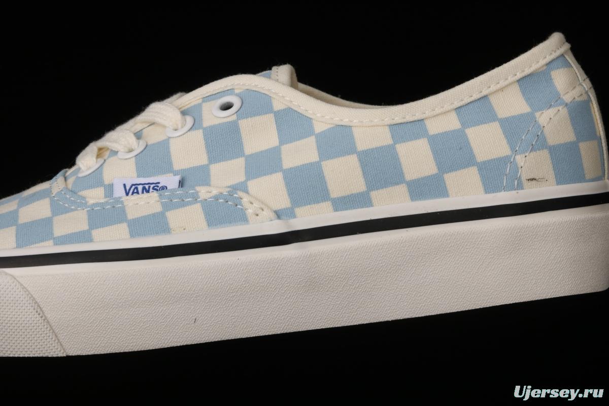 Vans Authentic 44 DX Anaheim milk blue and white checkerboard plaid low upper canvas shoes VN0A54F241J