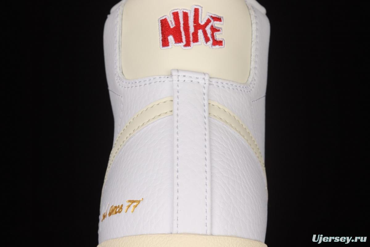 NIKE Blazer Mid'77 Vntg Emb Cream Yellow Trail Blazers high-top casual board shoes CW6421-100