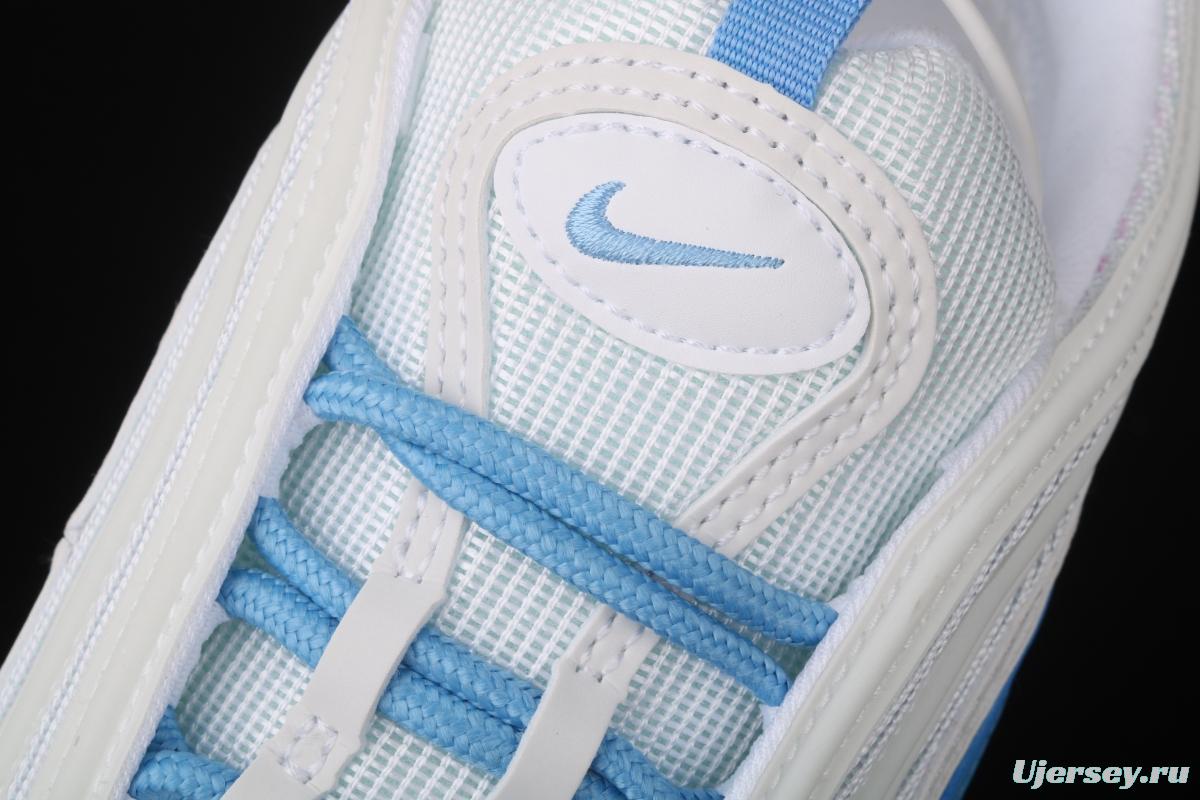 NIKE Air Max 97 Essential White Blue simple White Blue 3M reflective bullet Air cushion running shoes BV1982-101