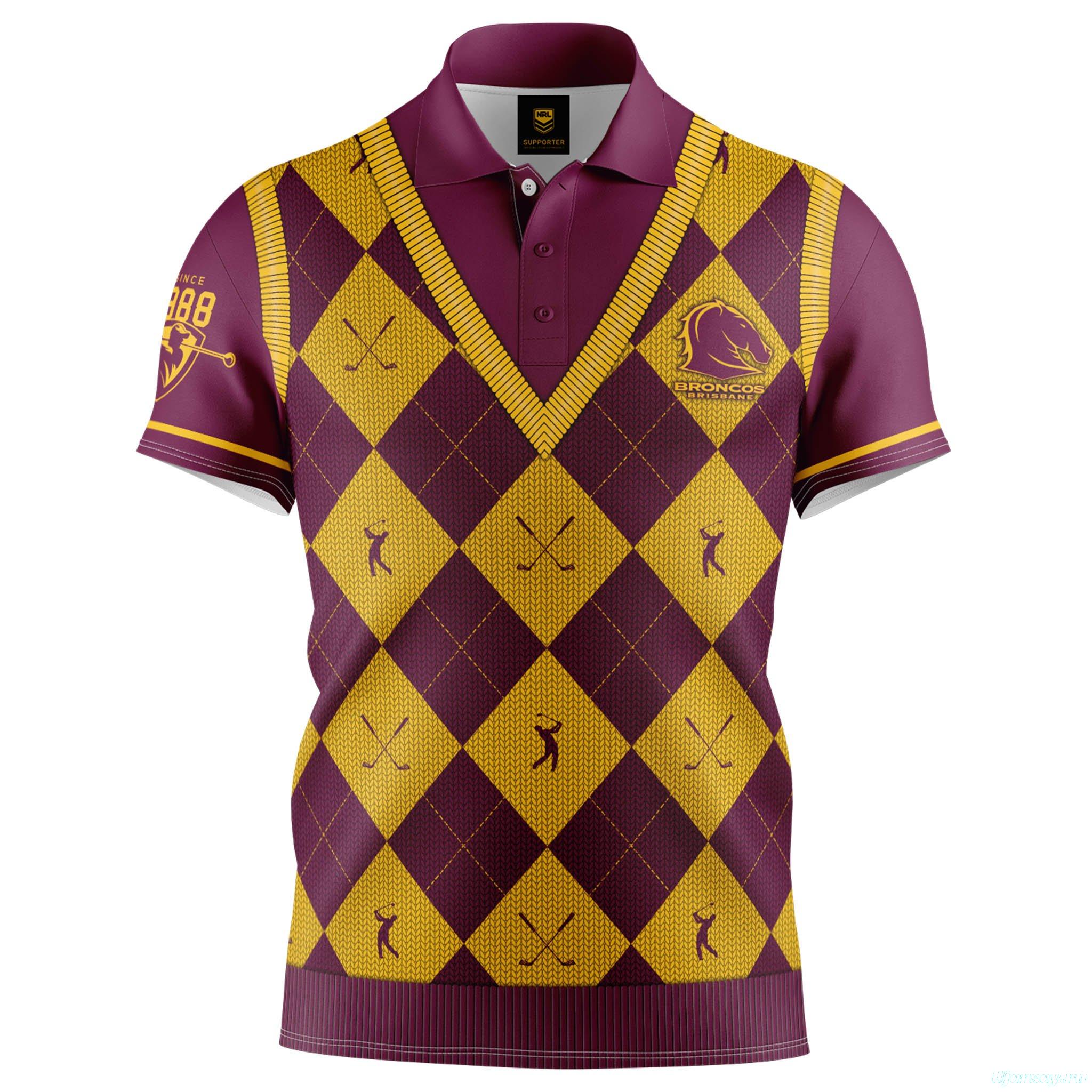 Brisbane Broncos 2021 Men's Fairway Golf Polo Shirts