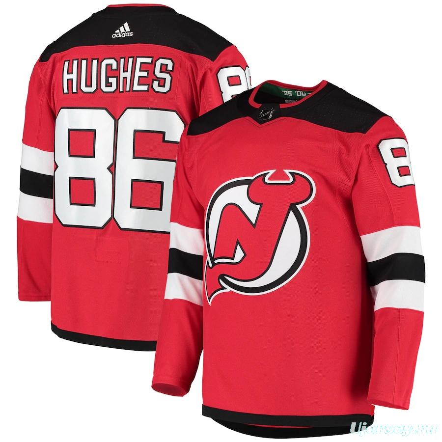 Women's Jack Hughes Red Home Player Team Jersey