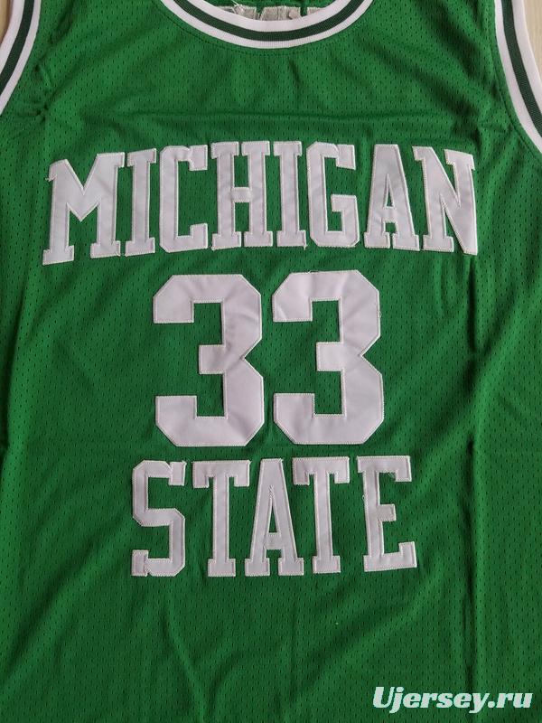 Magic Johnson 33 Michigan State College Green Basketball Jersey