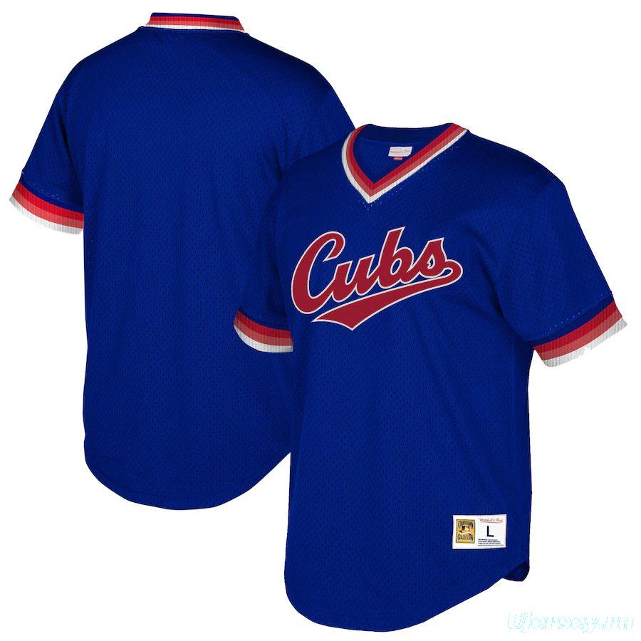 Youth Navy Cooperstown Collection Mesh Wordmark V-Neck Throwback Jersey