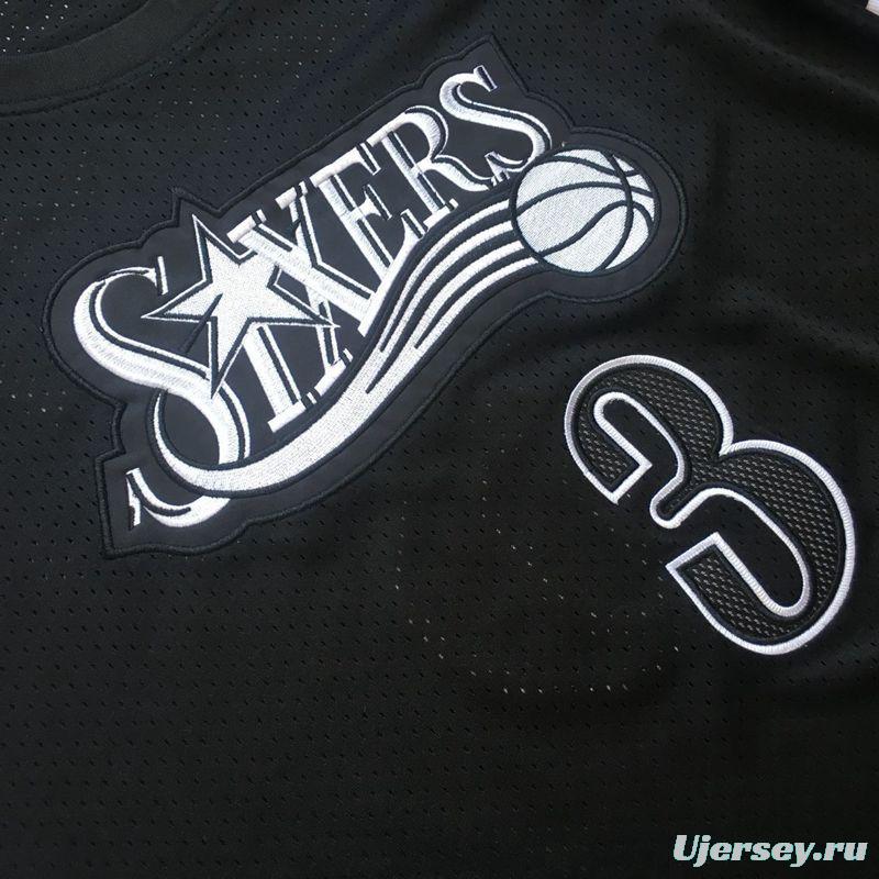 Men's Allen Iverson Black Retro Classic Team Short Sleeve Jersey