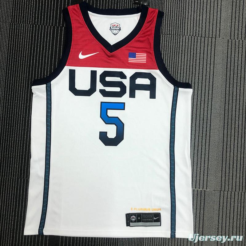 Thai Version Men's Zach LaVine White USA Basketball Player Jersey