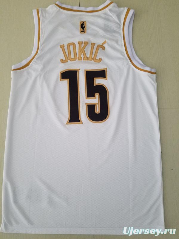 Nikola Jokic 15 White Golden Edition Jersey