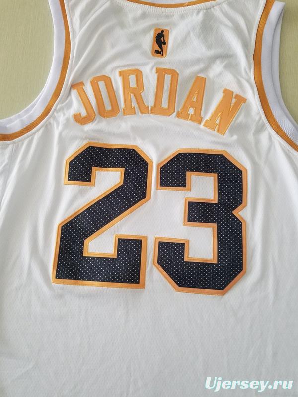 Michael Jordan 23 White Golden Edition Jersey