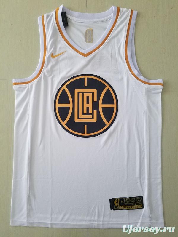 Paul George 13 White Golden Edition Jersey