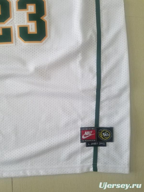 LeBron James 23 Irish High School White Basketball Jersey