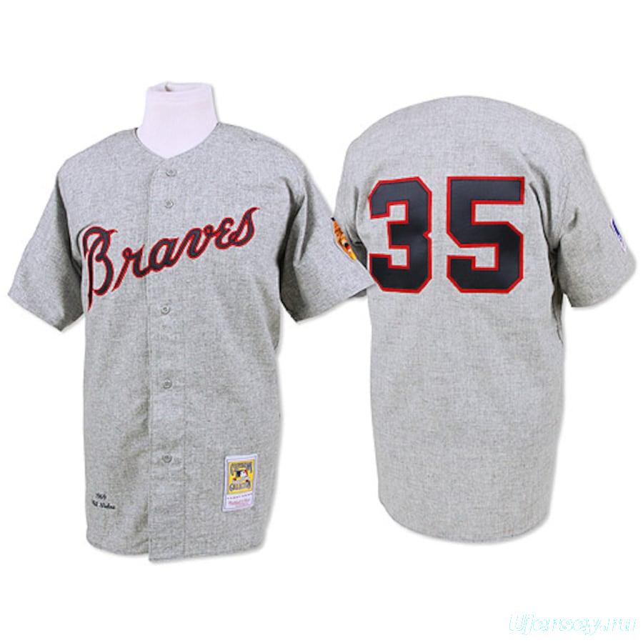 Men's 1969 Phil Niekro Gray Throwback Jersey