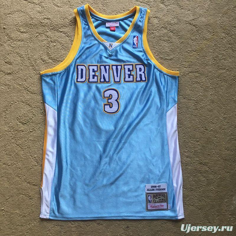 Men's Allen Iverson Sky Blue Retro Classic Team Jersey