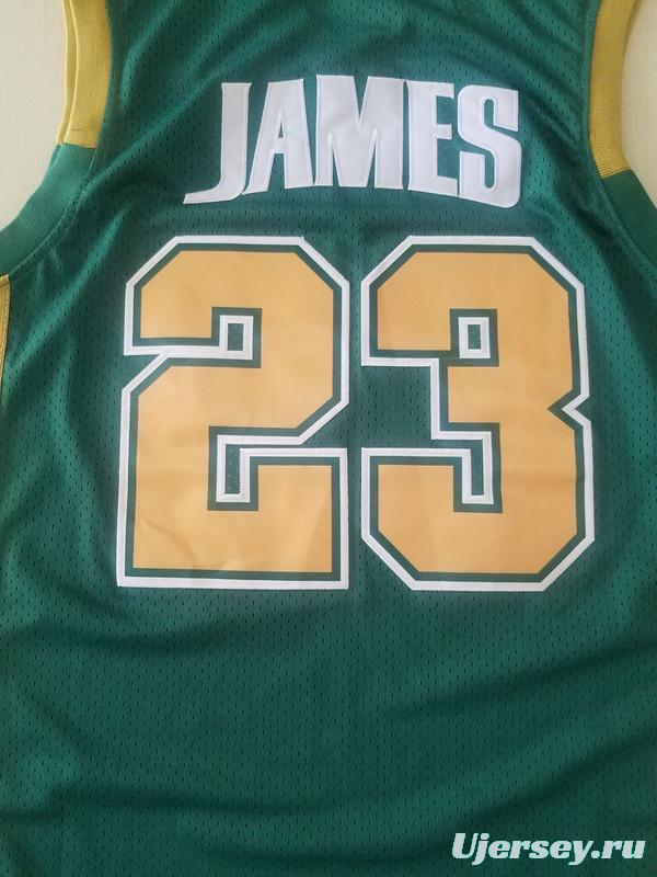 LeBron James 23 Irish High School Green Basketball Jersey