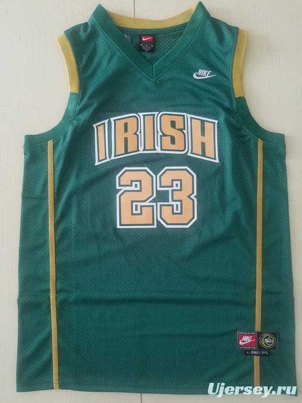 LeBron James 23 Irish High School Green Basketball Jersey