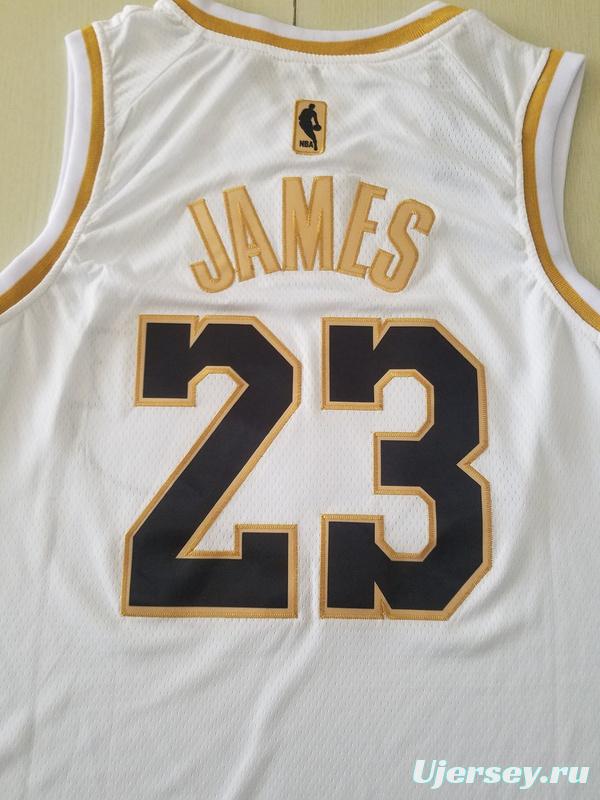 LeBron James 23 White Golden Edition Jersey