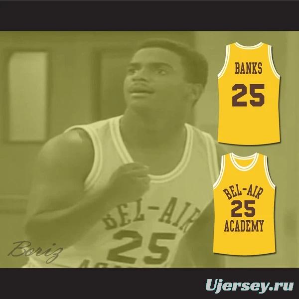 The Fresh Prince of Bel-Air Alfonso Ribeiro Carlton Banks Bel-Air Academy Yellow Basketball Jersey