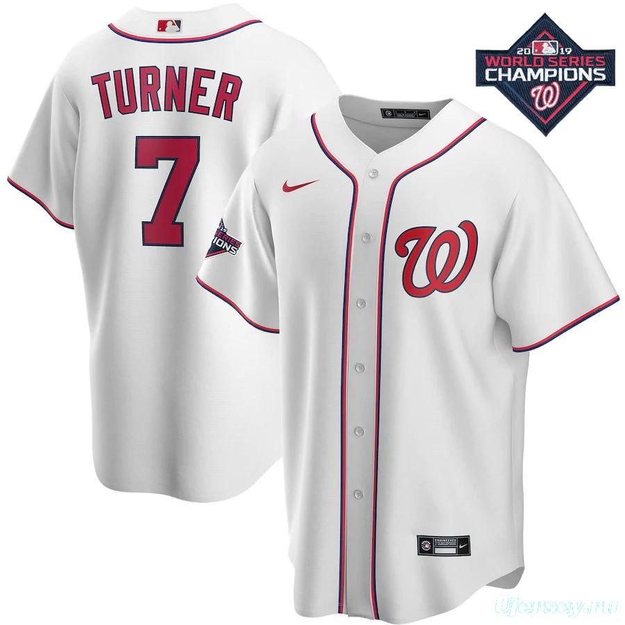 Men's Trea Turner White 2019 World Series Champions Home Player Team Jersey