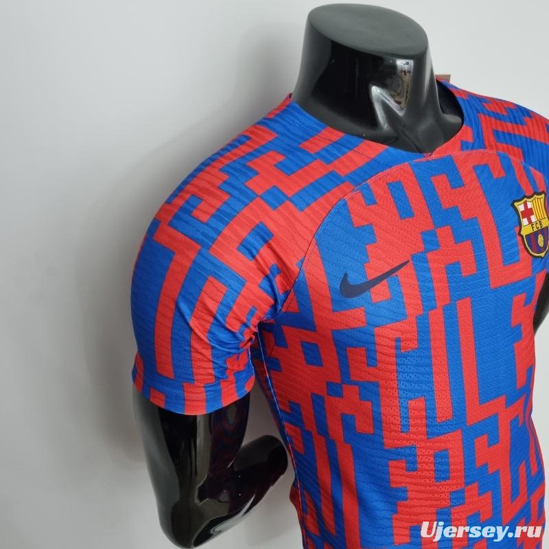 22/23 Barcelona Player Version Pre-match Jersey Red and Blue