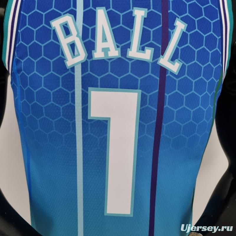 2022 BALL#1 Charlotte Hornets City Edition Blue NBA Jersey