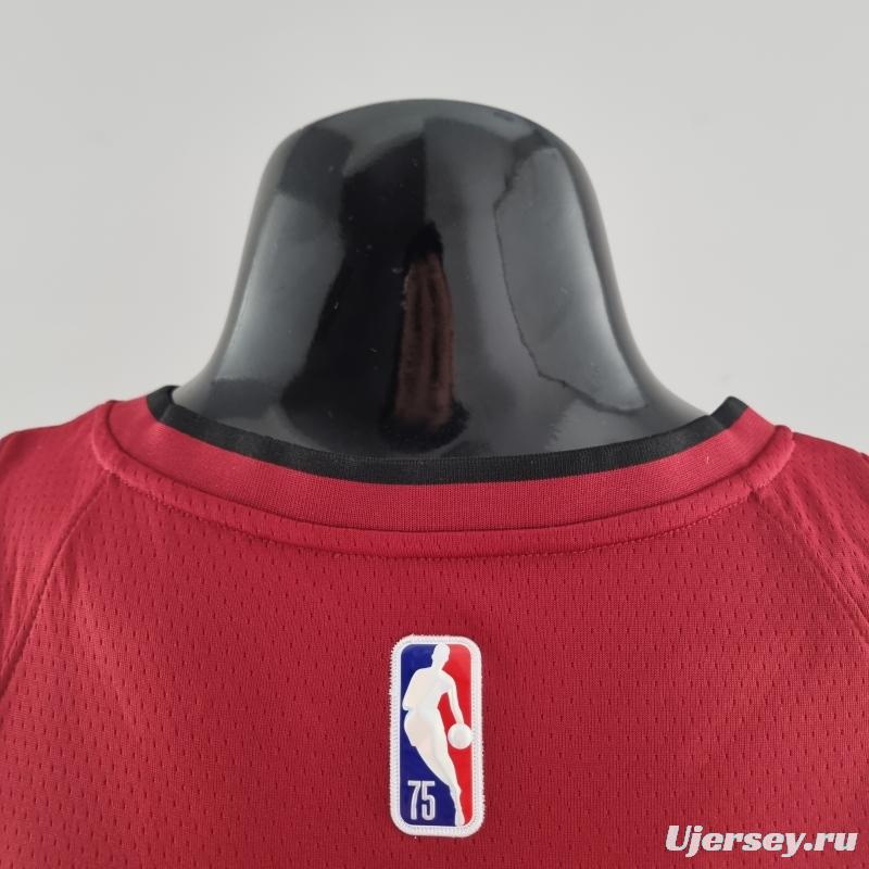 75th Anniversary Miami Heat Jordan JAMES #6 Burgundy NBA Jersey