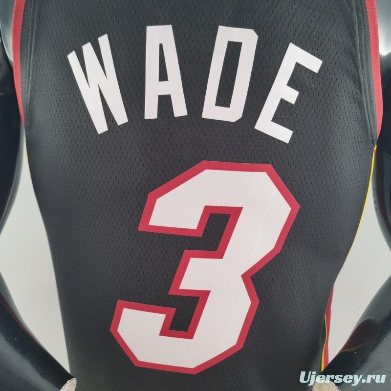 75th Anniversary Miami Heat WADE #3 Black NBA Jersey