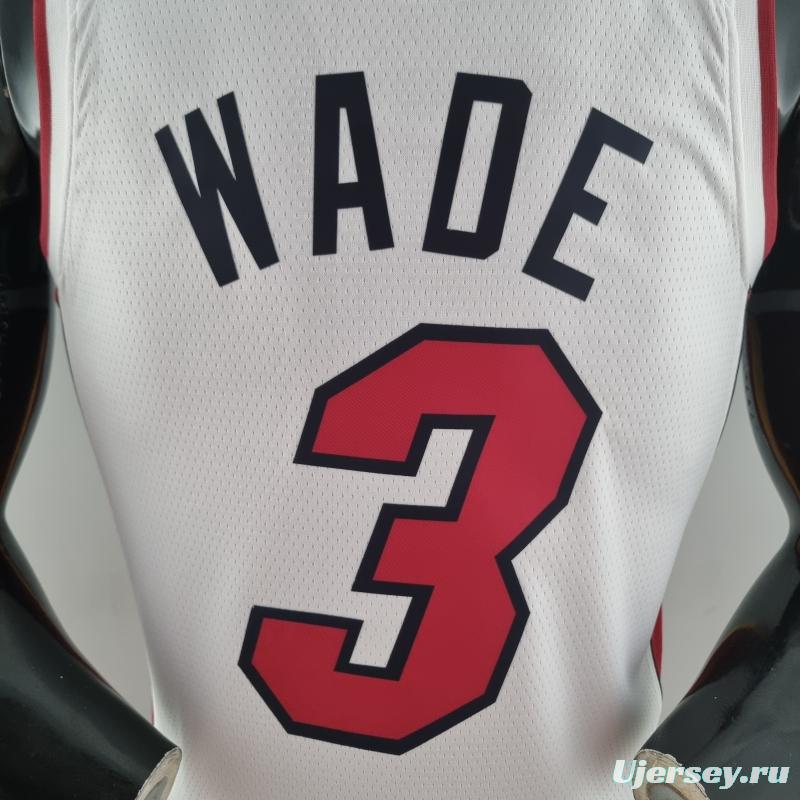 75th Anniversary Miami Heat WADE #3 White NBA Jersey