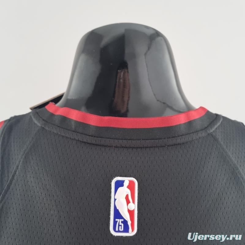 75th Anniversary Miami Heat JAMES #6 Black NBA Jersey