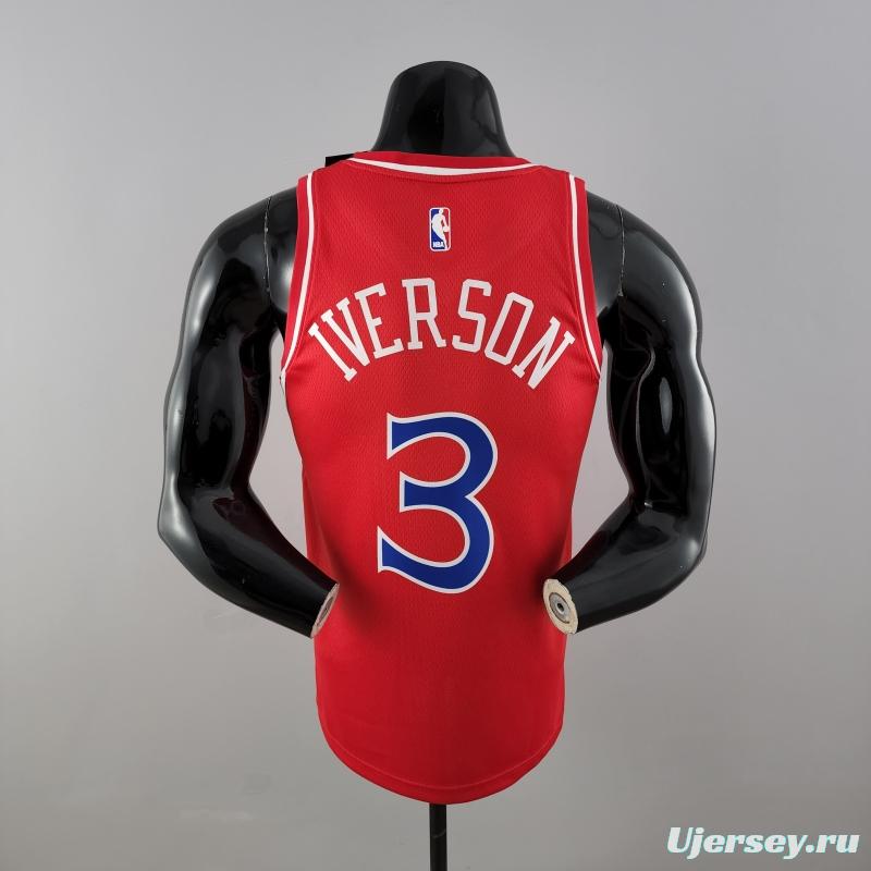 Rookie Philadelphia 76ers Iverson #3 Red NBA Jersey 