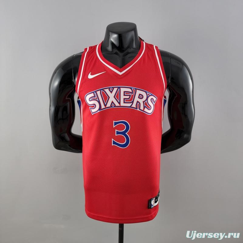 Rookie Philadelphia 76ers Iverson #3 Red NBA Jersey 